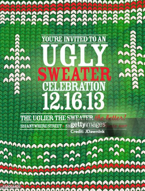 the 'ugly sweater' holiday party celebration invitation design template - 開胸針織衫 幅插畫檔、美工圖案、卡通及圖標