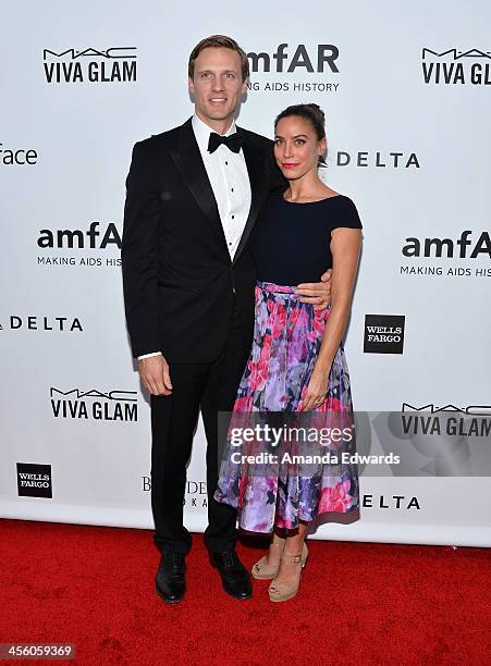 Actor Teddy Sears and Melissa Sears arrive at amfAR The Foundation for AIDS 4th Annual Inspiration Gala at Milk Studios on December 12, 2013 in...