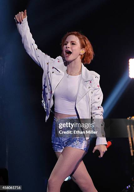 Singer Hayley Williams of Paramore performs during the 2014 iHeartRadio Music Festival at the MGM Grand Garden Arena on September 20, 2014 in Las...