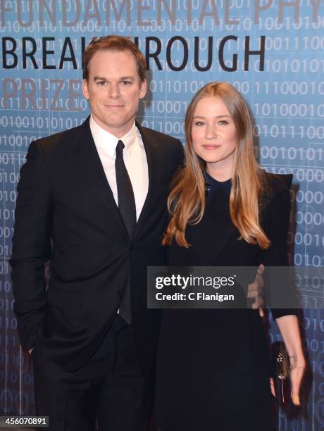 Actor Michael C. Hall and Morgan Macgregor arrive at the Breakthrough Prize Inaugural Ceremony at NASA Ames Research Center on December 12, 2013 in...