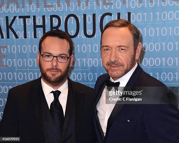 Dana Brunetti and Actor Kevin Spacey arrive at the Breakthrough Prize Inaugural Ceremony at NASA Ames Research Center on December 12, 2013 in...