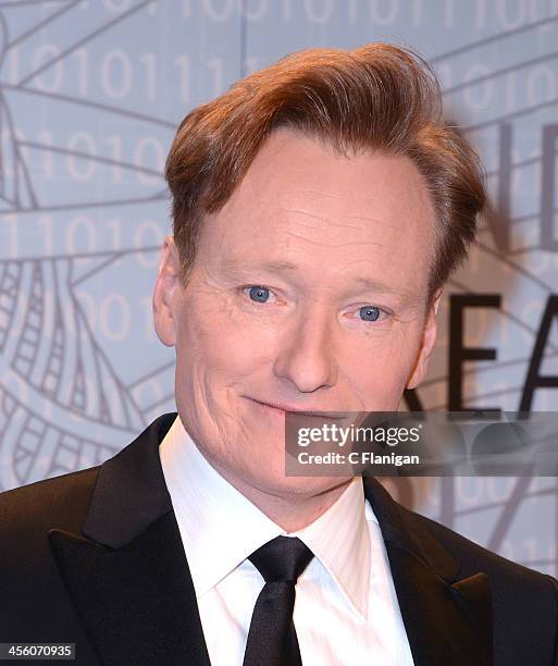 Comedian Conan O'Brien arrives at the Breakthrough Prize Inaugural Ceremony at NASA Ames Research Center on December 12, 2013 in Mountain View,...