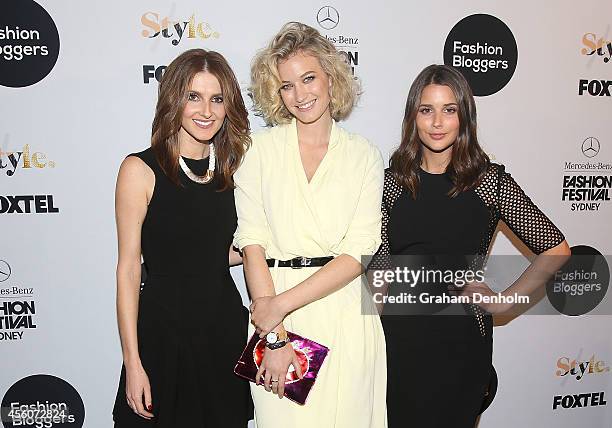 Kate Waterhouse, Zanita Whittington and Sara Donaldson arrive at the Fashion Bloggers on Style: Spring Edits show during Mercedes-Benz Fashion...