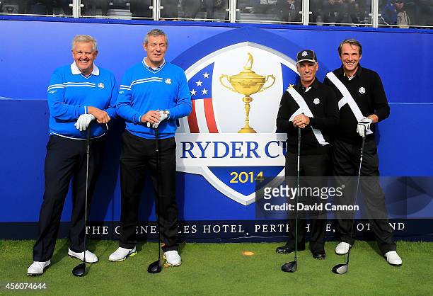 Colin Montgomerie, Gavin Hastings, Corey Pavin and Alan Hansen take part in the Pro-Celebrity Challenge ahead of the 2014 Ryder Cup on the PGA...
