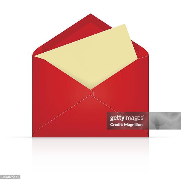 red envelope with manila letter on a white background - manila envelope isolated stock illustrations