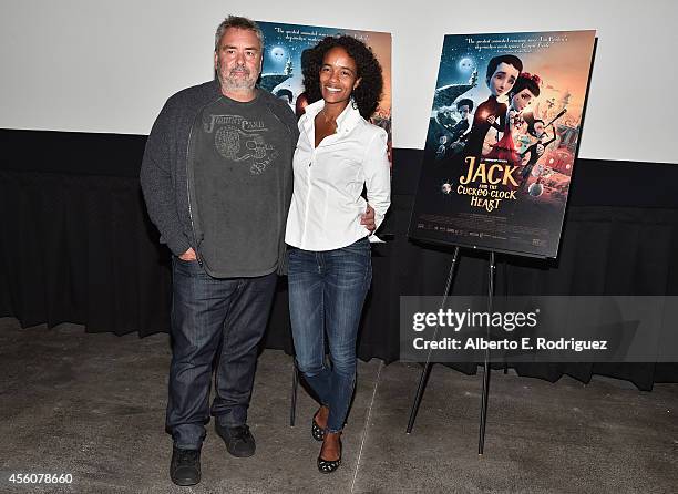 Director Luc Besson and producer Virginie Besson-Silla attend the Los Angeles premiere of "Jack And The Cuckoo-Clock Heart" at the Laemmle NoHo 7 on...