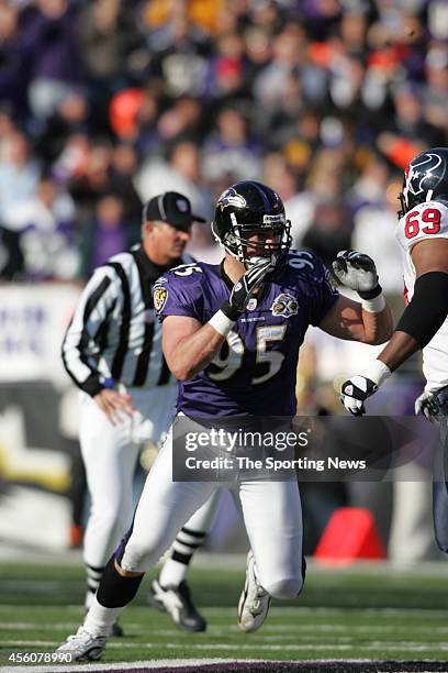 Jarret Johnson of the Baltimore Ravens in action during a game against the Houston Texans on December 4, 2005 at the M&T Bank Stadium in Baltimore,...