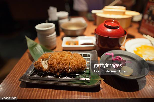 japanese meal of tonkatsu (pork cutlet) - tonkatsu stock pictures, royalty-free photos & images