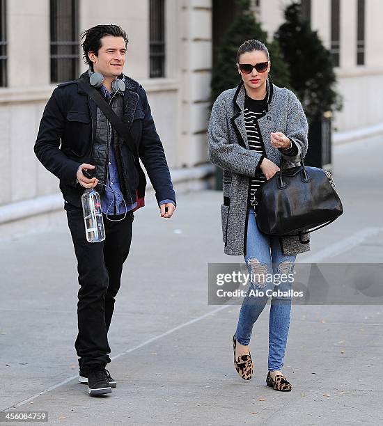 Orlando Bloom and Miranda Kerr are seen on December 13, 2013 in New York City.