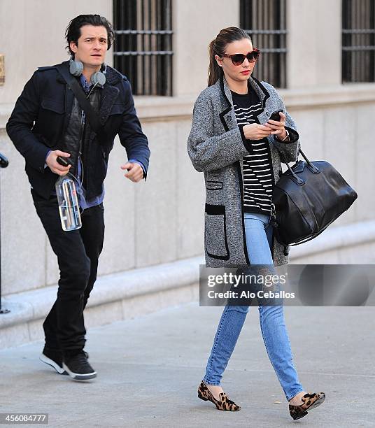 Orlando Bloom and Miranda Kerr are seen on December 13, 2013 in New York City.