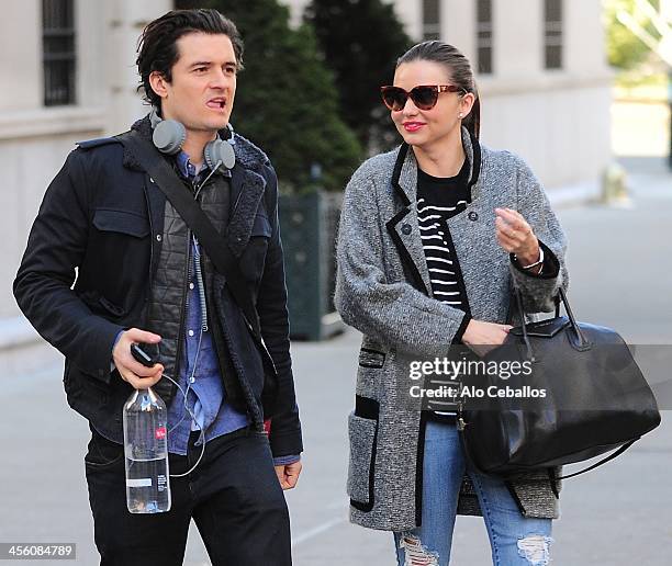 Orlando Bloom and Miranda Kerr are seen on December 13, 2013 in New York City.