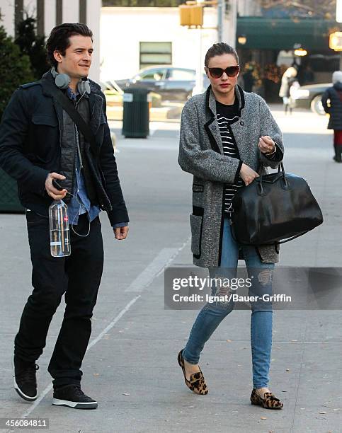 Orlando Bloom and Miranda Kerr are seen on December 13, 2013 in New York City.