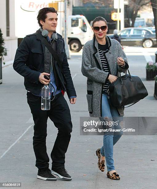 Orlando Bloom and Miranda Kerr are seen on December 13, 2013 in New York City.