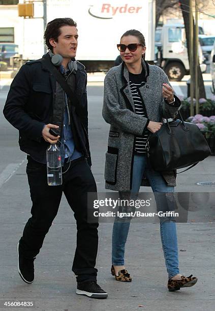 Orlando Bloom and Miranda Kerr are seen on December 13, 2013 in New York City.