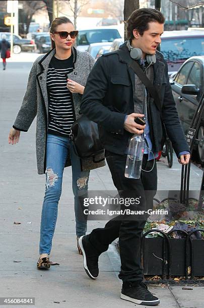 Orlando Bloom and Miranda Kerr are seen on December 13, 2013 in New York City.