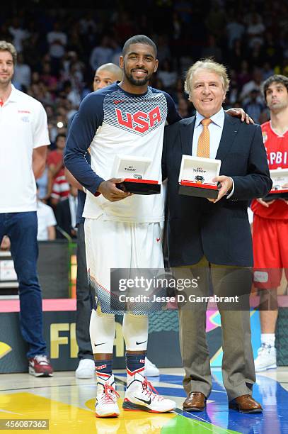Kyrie Irving of the USA Men's National Team is named the MVP after defeating the Serbia National Team during the 2014 FIBA World Cup Finals at...