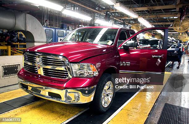 Chrysler Ram 1500 truck goes through a qulity control check before coming off the assembly line at the Warren Truck Assembly Plant September 25, 2014...