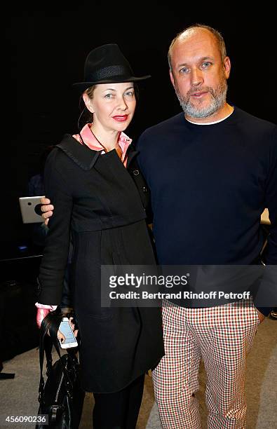 Designer Peter Copping and Melonie Hennessy Foster pose backstage at the Nina Ricci show as part of the Paris Fashion Week Womenswear Spring/Summer...