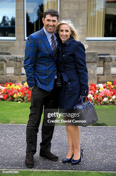 Europe team vice captain Padraig Harrington and wife Caroline Harrington pose after the Opening Ceremony ahead of the 40th Ryder Cup at Gleneagles on...