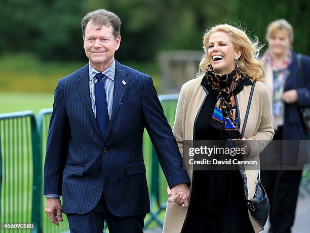 United States team captain Tom Watson and wife Hilary smile after the Opening Ceremony ahead of the 40th Ryder Cup at Gleneagles on September 25,...