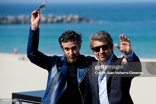 Leonardo Sbaraglia and Ricardo Darin attend 'Relatos Salvajes' photocall during 62nd San Sebastian International Film Festival at the Kursaal Palace...