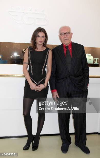 Gianni Bulgari and Elisabetta Canalis attend the 'Luce Preziosa' presentation at the GB ENIGMA by Gianni Bulgari boutique on December 13, 2013 in...