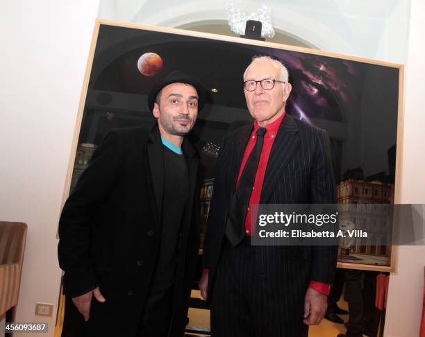 Florentin Georgescu aka Geo Fiorenti and Gianni Bulgari attend the 'Luce Preziosa' presentation at the GB ENIGMA by Gianni Bulgari boutique on...