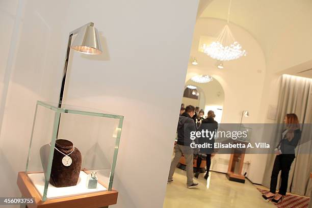 Atmosphere during the 'Luce Preziosa' presentation at the GB ENIGMA by Gianni Bulgari boutique on December 13, 2013 in Rome, Italy. Luce Preziosa is...