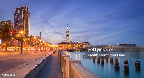 embarcadero at dusk - san francisco financial district stock pictures, royalty-free photos & images