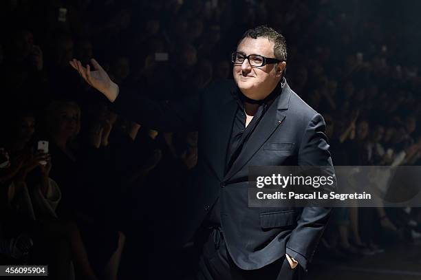 Fashion designer Alber Elbaz acknowledges the applause of the public after the Lanvin show as part of the Paris Fashion Week Womenswear Spring/Summer...