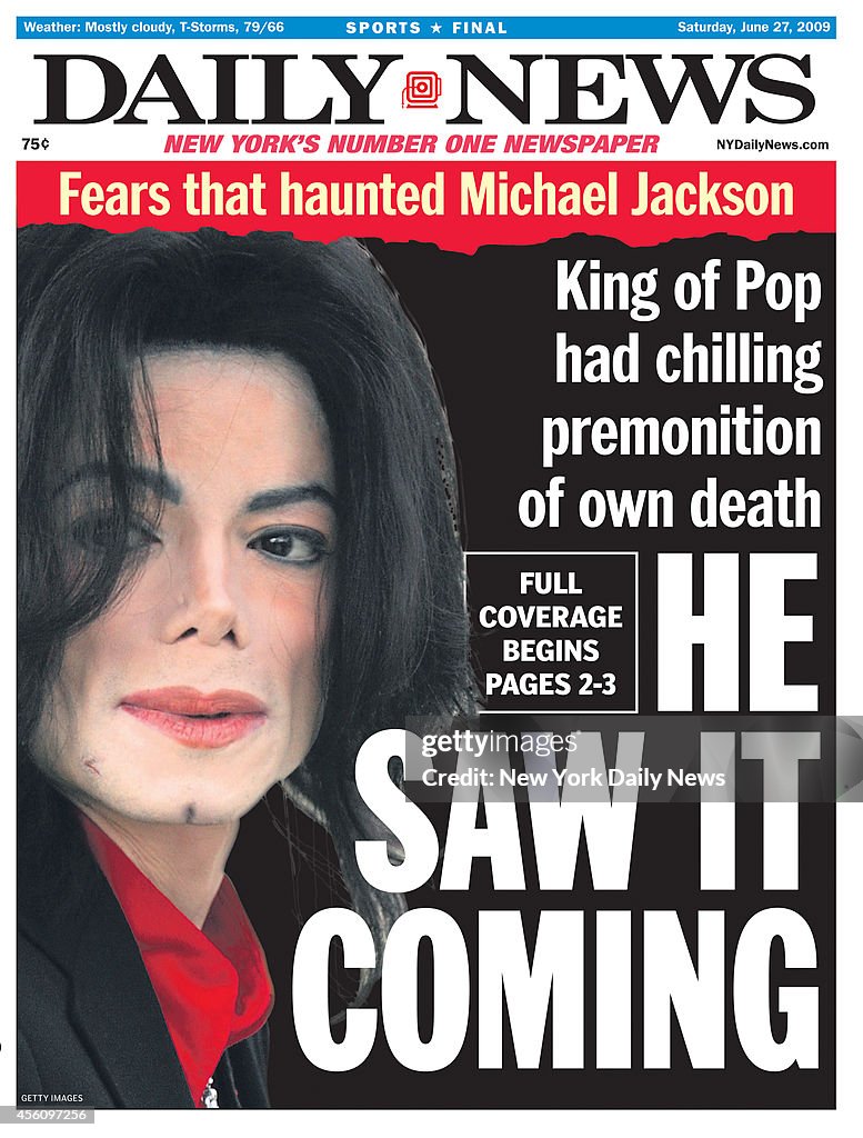 Daily News Front Page Michael Jackson