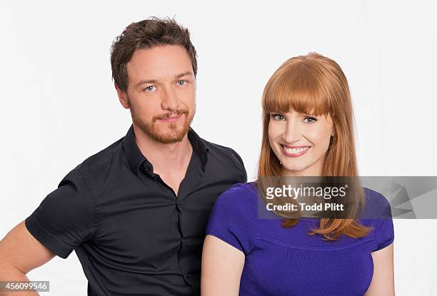 Actors James McAvoy and Jessica Chastain are photographed for USA Today on August 27, 2014 in New York City.