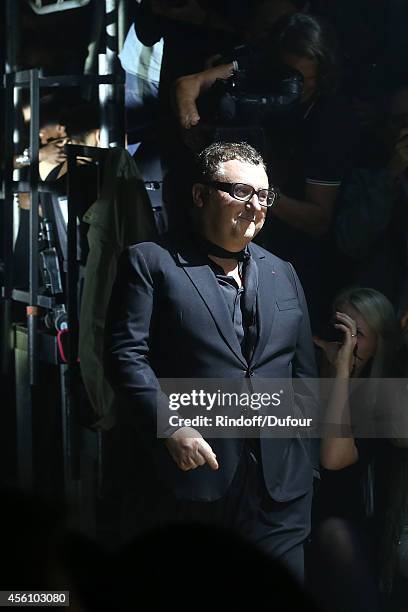 Alber Elbaz walks the runway during the Lanvin show as part of the Paris Fashion Week Womenswear Spring/Summer 2015 on September 25, 2014 in Paris,...