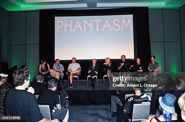 Cast and crew of 'Phantasm' at the Son Of Monsterpalooza Convention held at Marriott Hotel & Convention Center on September 13, 2014 in Burbank,...