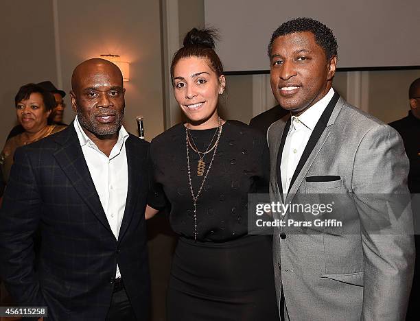 Antonio "L.A." Reid, Jennifer Goicoechea, and Kenneth "Babyface" Edmonds attend the ASCAP Rhythm And Soul 3rd Annual Atlanta Legends Dinner Honoring...