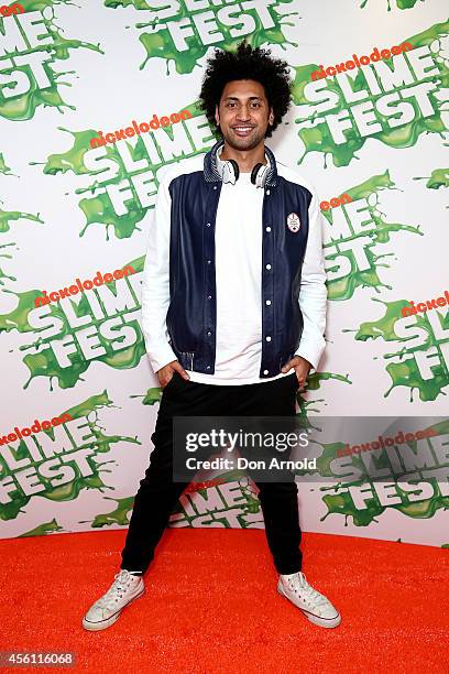 Krit Schmidt poses on the media wall ahead of the Nickelodeon Slimefest 2014 evening show at Sydney Olympic Park Sports Centre on September 26, 2014...
