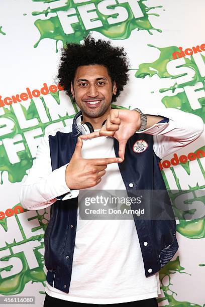 Krit Schmidt poses on the media wall ahead of the Nickelodeon Slimefest 2014 evening show at Sydney Olympic Park Sports Centre on September 26, 2014...