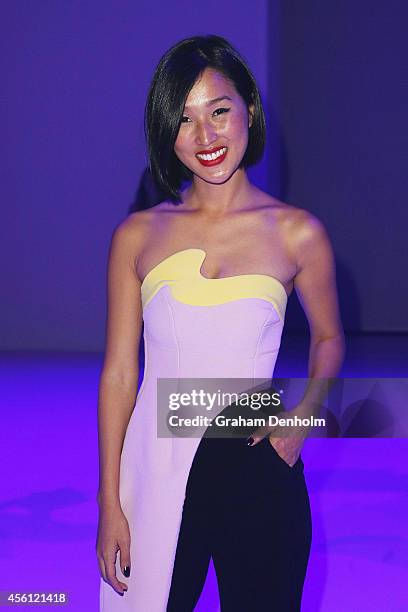 Nicole Warne attends the Lavazza presents from Italy with passion show during Mercedes-Benz Fashion Festival Sydney at Sydney Town Hall on September...