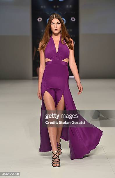 Model showcases designs by Bianca Spender at the Lavazza presents from Italy with Passion show during Mercedes-Benz Fashion Festival Sydney at Sydney...