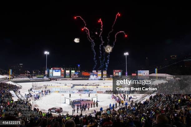 Lake Erie Monsters travel to Rochester to take on the Rochester Americans for the Frozen Frontier outdoor AHL matchup on December 13, 2013 at...