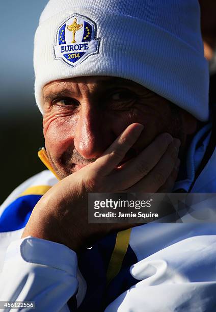 Europe team vice captain Jose Maria Olazabal looks on during the Morning Fourballs of the 2014 Ryder Cup on the PGA Centenary course at the...
