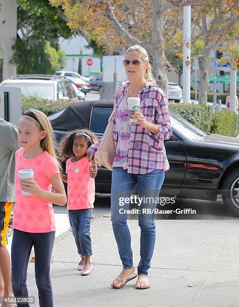 Heidi Klum and her children Lou Samuel, Henry Samuel and Leni Samuel are seen on August 31, 2013 in Los Angeles, California.