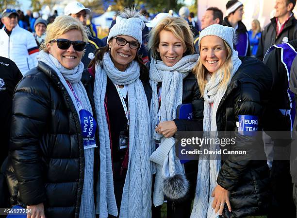 Pernilla Bjorn, wife of Thomas Bjorn of Europe, Suzanne Torrance, wife of Europe team vice captain Sam Torrance, Allison McGinley, wife of Europe...