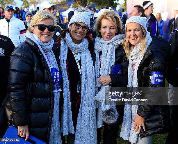 Pernilla Bjorn, wife of Thomas Bjorn of Europe, Suzanne Torrance, wife of Europe team vice captain Sam Torrance, Allison McGinley, wife of Europe...