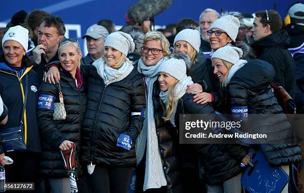 Caroline Harrington, wife of Europe team vice captain Padraig Harrington, Emma Stenson, wife of Henrik Stenson, Pernilla Bjorn, wife of Thomas Bjorn...