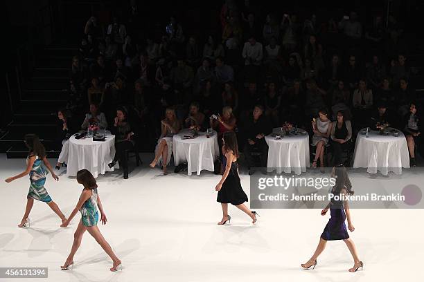 Models walk the runway at the Lavazza presents from Italy with passion show during Mercedes-Benz Fashion Festival Sydney at Sydney Town Hall on...