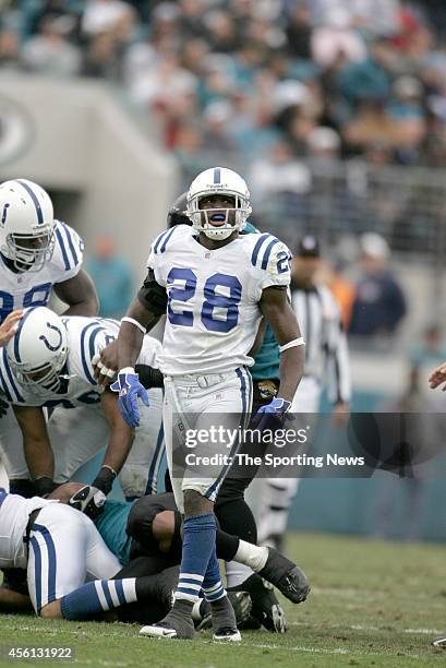 Marlin Jackson of the Indianapolis Colts looks on during a game against the Jacksonville Jaguars on December 11, 2005 at the Alltel Stadium in...