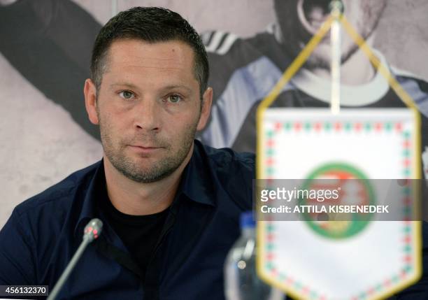 Hungarian born former German football player and the new national coach Pal Dardai is presented to the press in the headquarters of the Hungarian...