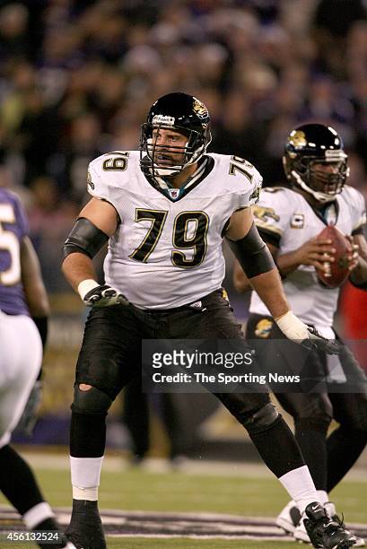 Tony Pashos of the Jacksonville Jaguars in action during a game against the Baltimore Ravens on December 27, 2008 at the M&T Bank Stadium in...