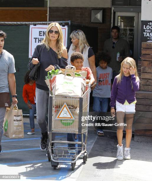 Heidi Klum and her children, Lou Samuel, Leni Samuel, Johan Samuel and Henry Samuel are seen shopping at Whole Foods on August 02, 2013 in Los...